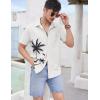 imageCOOFANDY Mens Hawaiian Tropical Shirts Short Sleeve Button Down Summer Beach Shirt with PocketWhite  Palm Tree