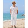 imageCOOFANDY Mens Linen Casual Pants Elastic Waist Drawstring Trousers Yoga Beach Summer PantsAwhite