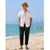 imageCOOFANDY Mens Linen Casual Pants Elastic Waist Drawstring Trousers Yoga Beach Summer PantsBlack  White Stripe 