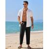 imageCOOFANDY Mens Linen Casual Pants Elastic Waist Drawstring Trousers Yoga Beach Summer PantsBlack