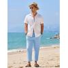 imageCOOFANDY Mens Linen Casual Pants Elastic Waist Drawstring Trousers Yoga Beach Summer PantsBlue
