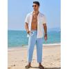 imageCOOFANDY Mens Linen Casual Pants Elastic Waist Drawstring Trousers Yoga Beach Summer PantsBlue