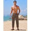 imageCOOFANDY Mens Linen Casual Pants Elastic Waist Drawstring Trousers Yoga Beach Summer PantsBrown