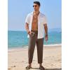 imageCOOFANDY Mens Linen Casual Pants Elastic Waist Drawstring Trousers Yoga Beach Summer PantsBrown