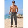 imageCOOFANDY Mens Linen Casual Pants Elastic Waist Drawstring Trousers Yoga Beach Summer PantsDark Grey