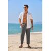 imageCOOFANDY Mens Linen Casual Pants Elastic Waist Drawstring Trousers Yoga Beach Summer PantsDark Grey