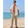 imageCOOFANDY Mens Linen Casual Pants Elastic Waist Drawstring Trousers Yoga Beach Summer PantsKhkai