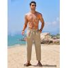 imageCOOFANDY Mens Linen Casual Pants Elastic Waist Drawstring Trousers Yoga Beach Summer PantsKhkai