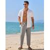 imageCOOFANDY Mens Linen Casual Pants Elastic Waist Drawstring Trousers Yoga Beach Summer PantsLight Grey