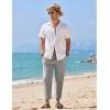imageCOOFANDY Mens Linen Casual Pants Elastic Waist Drawstring Trousers Yoga Beach Summer PantsLight Grey