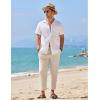 imageCOOFANDY Mens Linen Casual Pants Elastic Waist Drawstring Trousers Yoga Beach Summer PantsLight Khkai