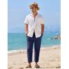 imageCOOFANDY Mens Linen Casual Pants Elastic Waist Drawstring Trousers Yoga Beach Summer PantsNavy Blue