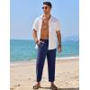 imageCOOFANDY Mens Linen Casual Pants Elastic Waist Drawstring Trousers Yoga Beach Summer PantsNavy Blue