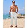 imageCOOFANDY Mens Linen Casual Pants Elastic Waist Drawstring Trousers Yoga Beach Summer PantsWhite  Black Stripe 