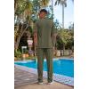 imageCOOFANDY Mens 2 Piece Outfit Casual Short Sleeve Button Down Shirt Beach Summer Loose Pant SetsArmy Green