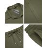 imageCOOFANDY Mens 2 Piece Outfit Casual Short Sleeve Button Down Shirt Beach Summer Loose Pant SetsArmy Green