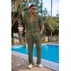 imageCOOFANDY Mens 2 Piece Outfit Casual Short Sleeve Button Down Shirt Beach Summer Loose Pant SetsArmy Green