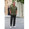 imageCOOFANDY Mens 2 Piece Outfit Casual Short Sleeve Button Down Shirt Beach Summer Loose Pant SetsArmy Green Black