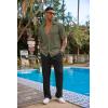 imageCOOFANDY Mens 2 Piece Outfit Casual Short Sleeve Button Down Shirt Beach Summer Loose Pant SetsArmy Green Black