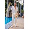 imageCOOFANDY Mens 2 Piece Outfit Casual Short Sleeve Button Down Shirt Beach Summer Loose Pant SetsBeige