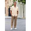 imageCOOFANDY Mens 2 Piece Outfit Casual Short Sleeve Button Down Shirt Beach Summer Loose Pant SetsBeige Brown