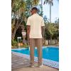 imageCOOFANDY Mens 2 Piece Outfit Casual Short Sleeve Button Down Shirt Beach Summer Loose Pant SetsBeige Brown