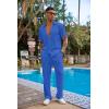 imageCOOFANDY Mens 2 Piece Outfit Casual Short Sleeve Button Down Shirt Beach Summer Loose Pant SetsBlue