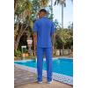 imageCOOFANDY Mens 2 Piece Outfit Casual Short Sleeve Button Down Shirt Beach Summer Loose Pant SetsBlue