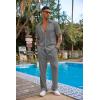 imageCOOFANDY Mens 2 Piece Outfit Casual Short Sleeve Button Down Shirt Beach Summer Loose Pant SetsDark Grey