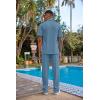 imageCOOFANDY Mens 2 Piece Outfit Casual Short Sleeve Button Down Shirt Beach Summer Loose Pant SetsGrey Blue