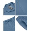 imageCOOFANDY Mens 2 Piece Outfit Casual Short Sleeve Button Down Shirt Beach Summer Loose Pant SetsGrey Blue