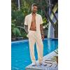 imageCOOFANDY Mens 2 Piece Outfit Casual Short Sleeve Button Down Shirt Beach Summer Loose Pant SetsKhaki