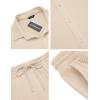 imageCOOFANDY Mens 2 Piece Outfit Casual Short Sleeve Button Down Shirt Beach Summer Loose Pant SetsKhaki