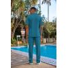 imageCOOFANDY Mens 2 Piece Outfit Casual Short Sleeve Button Down Shirt Beach Summer Loose Pant SetsLake Blue