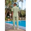 imageCOOFANDY Mens 2 Piece Outfit Casual Short Sleeve Button Down Shirt Beach Summer Loose Pant SetsLight Green