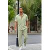 imageCOOFANDY Mens 2 Piece Outfit Casual Short Sleeve Button Down Shirt Beach Summer Loose Pant SetsLight Green