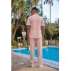 imageCOOFANDY Mens 2 Piece Outfit Casual Short Sleeve Button Down Shirt Beach Summer Loose Pant SetsLight Pink