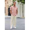 imageCOOFANDY Mens 2 Piece Outfit Casual Short Sleeve Button Down Shirt Beach Summer Loose Pant SetsLight Pink Beige