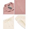 imageCOOFANDY Mens 2 Piece Outfit Casual Short Sleeve Button Down Shirt Beach Summer Loose Pant SetsLight Pink Beige