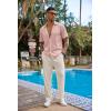 imageCOOFANDY Mens 2 Piece Outfit Casual Short Sleeve Button Down Shirt Beach Summer Loose Pant SetsLight Pink Beige