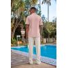 imageCOOFANDY Mens 2 Piece Outfit Casual Short Sleeve Button Down Shirt Beach Summer Loose Pant SetsLight Pink Beige
