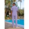 imageCOOFANDY Mens 2 Piece Outfit Casual Short Sleeve Button Down Shirt Beach Summer Loose Pant SetsLight Purple