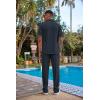 imageCOOFANDY Mens 2 Piece Outfit Casual Short Sleeve Button Down Shirt Beach Summer Loose Pant SetsNavy Blue