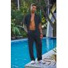 imageCOOFANDY Mens 2 Piece Outfit Casual Short Sleeve Button Down Shirt Beach Summer Loose Pant SetsNavy Blue