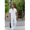imageCOOFANDY Mens 2 Piece Outfit Casual Short Sleeve Button Down Shirt Beach Summer Loose Pant SetsWhite