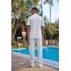 imageCOOFANDY Mens 2 Piece Outfit Casual Short Sleeve Button Down Shirt Beach Summer Loose Pant SetsWhite
