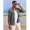 imageCOOFANDY Mens Button Down Shirts Short Sleeve Casual Shirts Summer Beach Shirts Vacation Wedding Shirts with PocketAdark Grey
