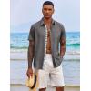 imageCOOFANDY Mens Button Down Shirts Short Sleeve Casual Shirts Summer Beach Shirts Vacation Wedding Shirts with PocketAdark Grey