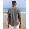 imageCOOFANDY Mens Button Down Shirts Short Sleeve Casual Shirts Summer Beach Shirts Vacation Wedding Shirts with PocketAdark Grey