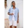 imageCOOFANDY Mens Button Down Shirts Short Sleeve Casual Shirts Summer Beach Shirts Vacation Wedding Shirts with PocketClear Blue